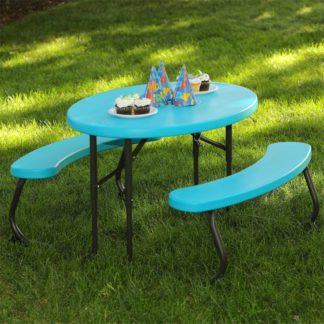 An Image of Lifetime Children's Oval Picnic Table - Glacier Blue