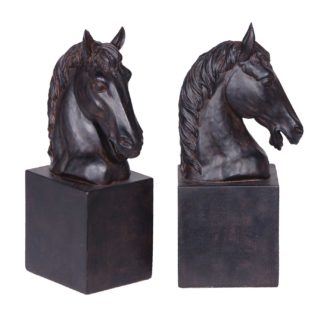 An Image of Horse Head Bookends, Black