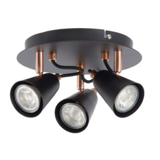 An Image of Emma 3 Lamp Spotlight Plate, Black/Copper