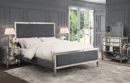 An Image of Antoinette Mirrored Bed Storm Grey