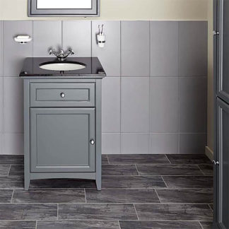 An Image of Bathstore Savoy 600mm Granite Top Floorstanding Vanity Unit - Charcoal Grey