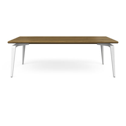 An Image of Ligne Roset ODESSA DINING TABLE EUROPEAN WALNUT 180 x 98cm White Legs