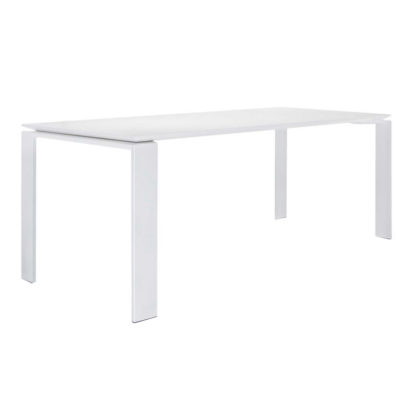 An Image of Kartell Four Soft Touch Dining Table, Black on Aluminium