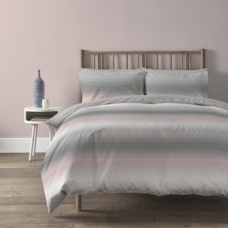An Image of Copenhagen Home Faded Stripe Reversible Bedset - Double - Blush