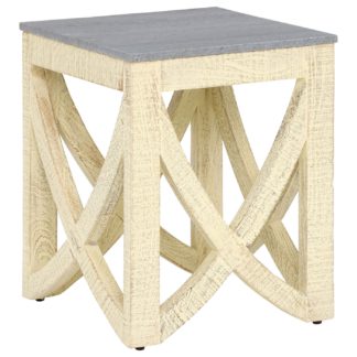 An Image of Clipper Whitewashed Side Table, Grey Marble