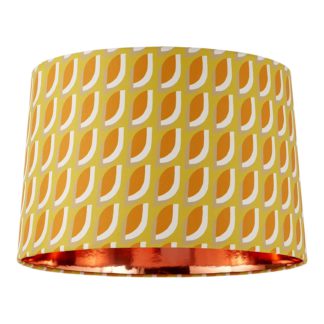 An Image of Lara Print Drum Shade - Ochre - 30cm