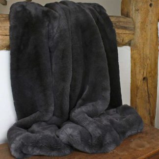 An Image of Faux Fur Throw, Dark Grey