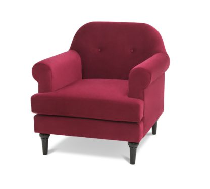 An Image of Habitat Whitney Velvet Armchair - Cranberry