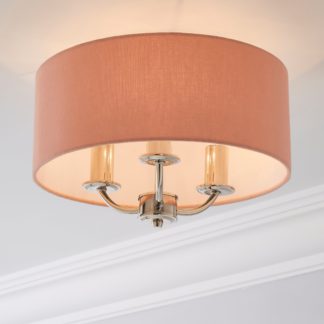 An Image of Preston Anitque Brass Flush Ceiling Fitting Blush (Pink)