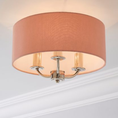 a8e39461edd615d392e8e0a27b6a1a876c2cc9b85b37a937dbdf96244119c5af.jpg An Image of Preston Anitque Brass Flush Ceiling Fitting Blush (Pink)