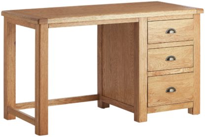 An Image of Habitat Kent 3 Drawer Office Desk - Oak & Oak Veneer