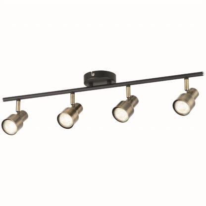 aa060b97ce5dc9ffbe77729fcd61018998d2f37a677a1697035b81635878ebdf.jpg An Image of Noah 4 Lamp Spotlight, Plate, Black/Antique Brass