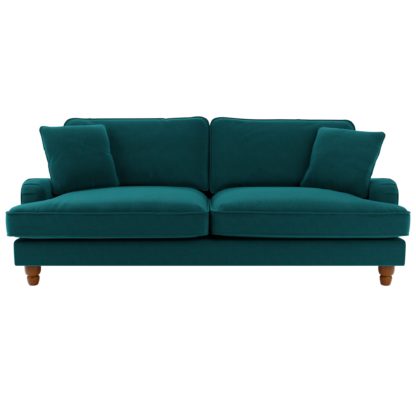 An Image of Beatrice Velvet 4 Seater Sofa Bottle (Green)