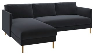 An Image of Habitat Hyde Left Corner Velver Chaise - Charcoal