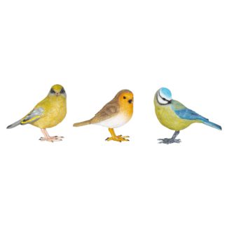 An Image of Resin Robin, Blue Tit & Greenfinch Birds Garden Ornament