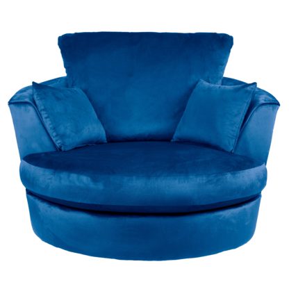 An Image of Blake Velvet Swivel Chair Teal (Blue)