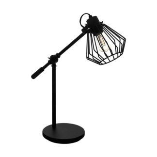 An Image of EGLO Tabillano 1 Industrial Black Caged Table Lamp