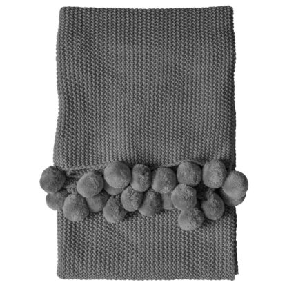 An Image of Grey Pom Pom Throw