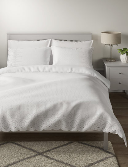 An Image of M&S Pure Cotton Broderie Anglaise Bedding Set