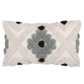 An Image of Tufted Geometric Cushion - Olive - 30x50cm