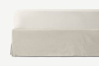 An Image of Brisa 100% Linen Fitted Sheet, Double, Light Beige