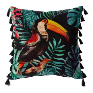 An Image of Velvet Tasseled Toucan Cushion