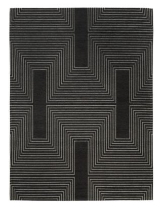 An Image of Argos Home Lurex Geometric Rug - 120x170cm - Black & Silver