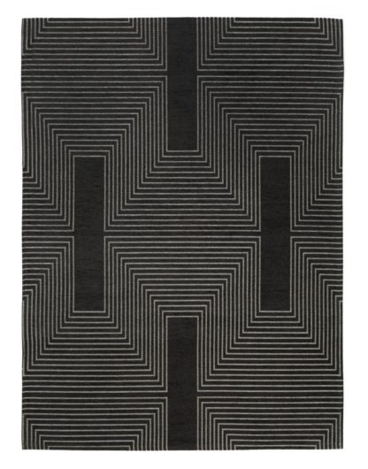 An Image of Argos Home Lurex Geometric Rug - 120x170cm - Black & Silver