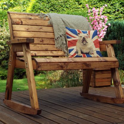 An Image of Charles Taylor 2 Seater Wooden Rocking Bench Wood (Brown)