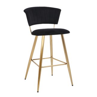 An Image of Kendall Velvet Bar Stool Black