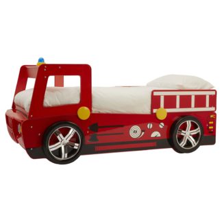 An Image of Kids Red Fire Engine Bed