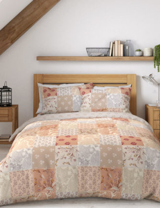An Image of M&S Cotton Mix Patchwork Print Bedding Set