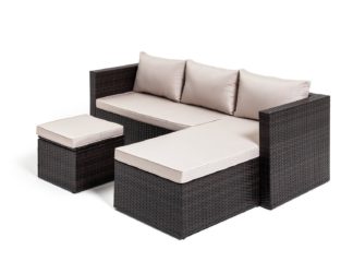 An Image of Habitat Mini Corner Sofa Set with Storage - Brown