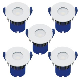 An Image of Fixed Fire Rated IP65 LED 5 Pack Downlights - White