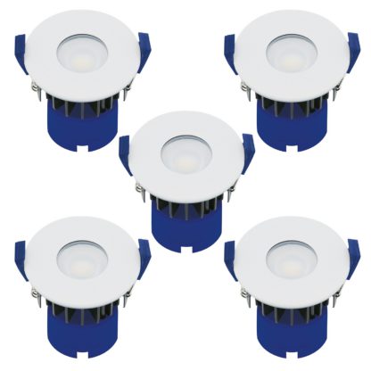 An Image of Fixed Fire Rated IP65 LED 5 Pack Downlights - White