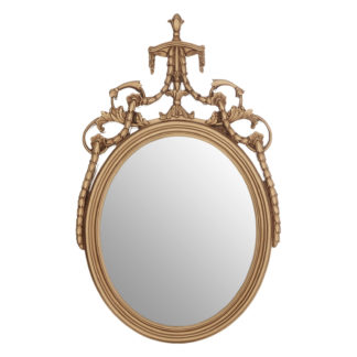 An Image of Oval Acanthus Leaf Wall Mirror - Gold