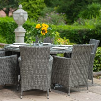 An Image of Paris 6 Seater Round Dining Set Slate (Grey)