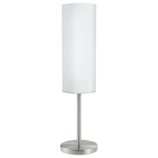 An Image of Eglo Troy 3 Table Lamp - Satin Nickel