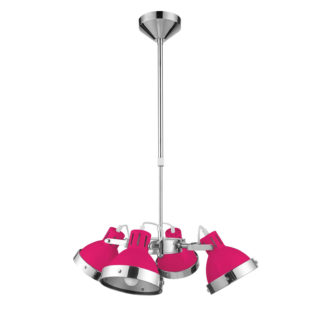 An Image of Hot Pink Chrome 4 Shade Pendant Light