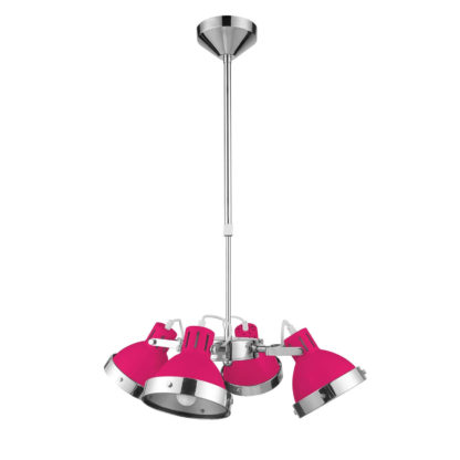An Image of Hot Pink Chrome 4 Shade Pendant Light