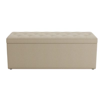 An Image of Oswald Faux Wool Buttoned Ottoman Bench Grey