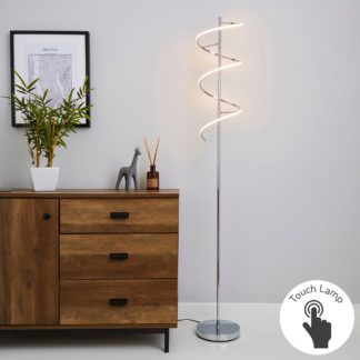 An Image of Apollo Integrated LED Touch Dimmable Chrome Floor Lamp Chrome