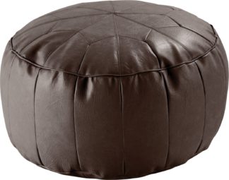 An Image of Argos Home Moroccan Faux Leather Footstool - Chocolate
