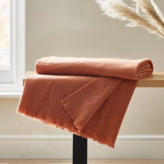 An Image of Brushed Orange Woven Throw Orange