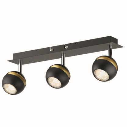 An Image of Austin 3 Lamp Spotlight Bar - Black & Gold