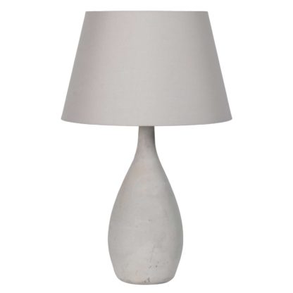 An Image of Concrete Table Lamp, Grey Cotton Shade