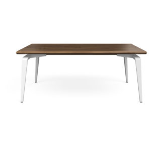 An Image of Ligne Roset ODESSA DINING TABLE EUROPEAN WALNUT 180 x 98cm White Legs