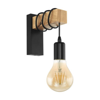 An Image of Eglo Townshend Wall Light - Black & Brown