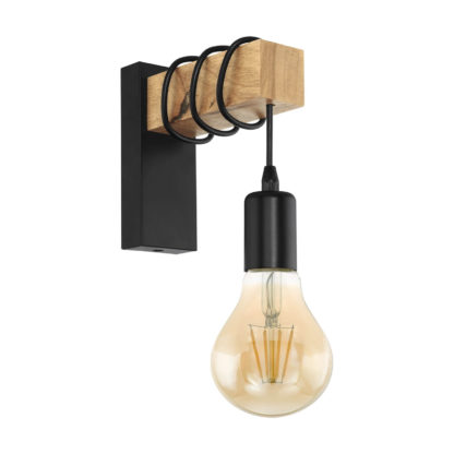 An Image of Eglo Townshend Wall Light - Black & Brown