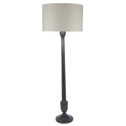 An Image of Dark Wood Floor Lamp, Black